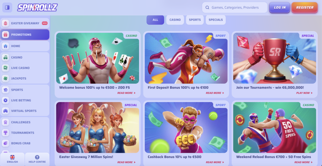 spinrollz online casino bonuses and promotions