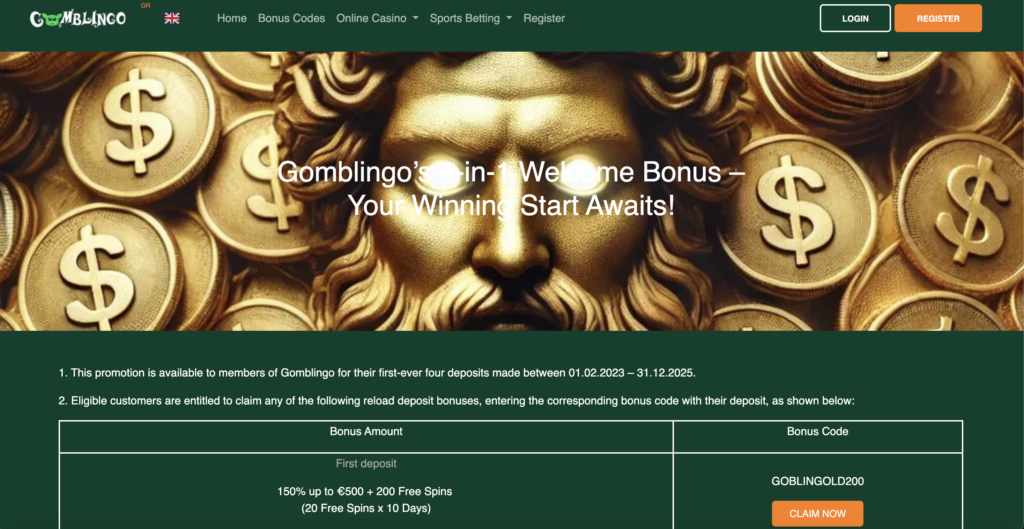 gomblingo online casino welcome bonus