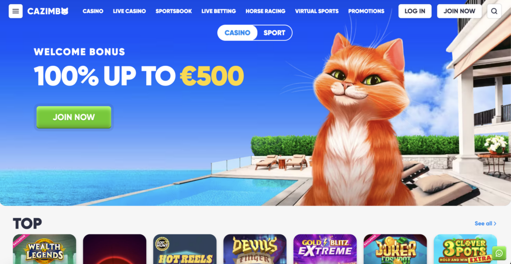 cazimbo casino online-homepage