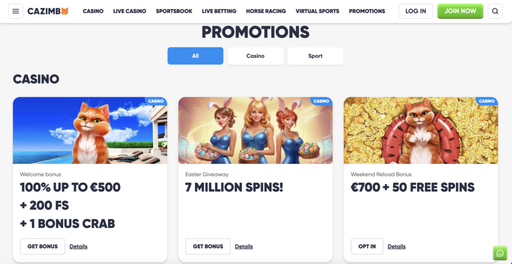 cazimbo casino bonuses
