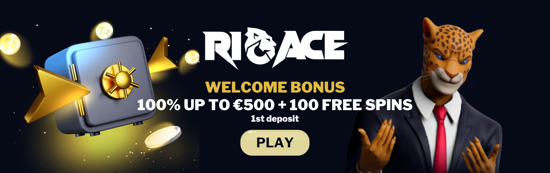 rioace online casino banner with welcome bonus